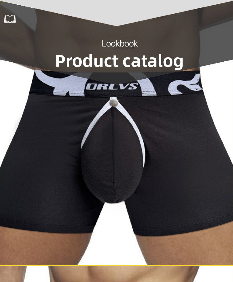 METOIN Men's Low Rise Removable Pouch Boxer Briefs Front Back Cut Out Design Breathable Stretch C... (OR6414)