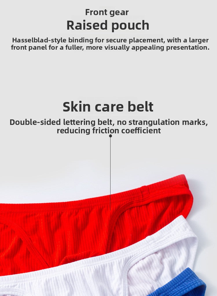 METOIN Men's Athletic Low Waist High Cut Bikini Briefs Breathable Cotton Blend Solid Color (AD7202)