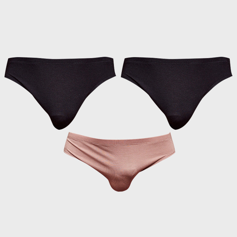 METOIN Men's Modal Triangle Briefs Pack of 3 - Low Rise Solid Color Sports Fit (AD315)