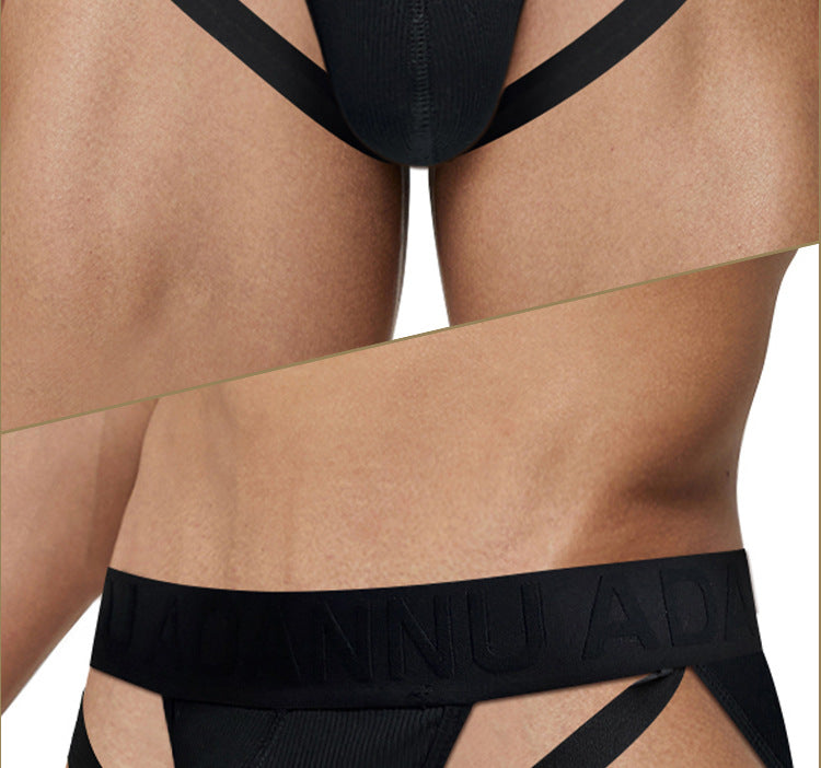 METOIN Men's Athletic Low Rise Micro Thong Underwear with Embossed Pattern High Cut Design Breathable Stretch Fabric
