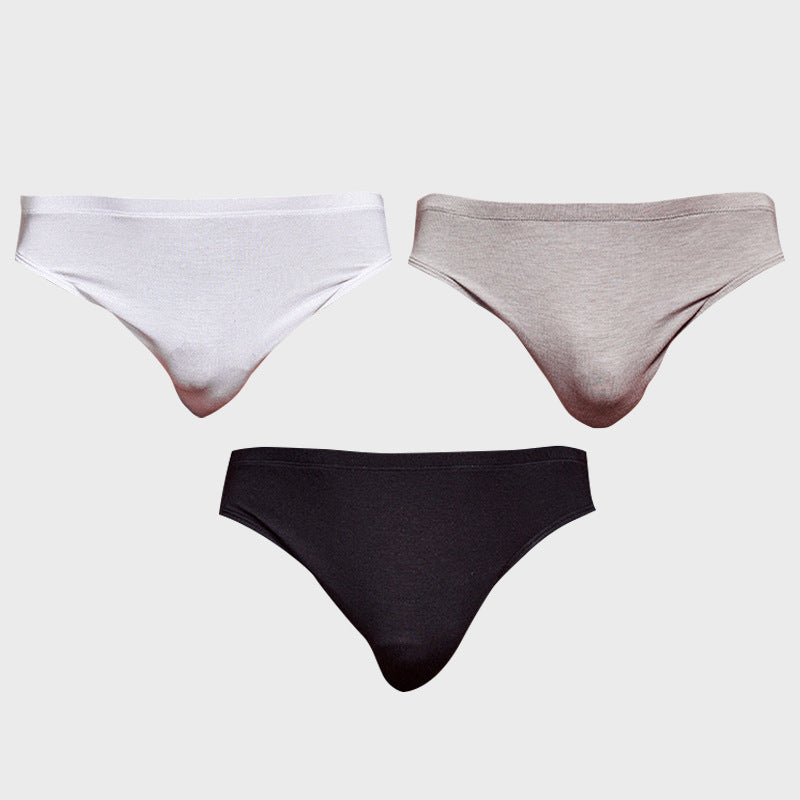 METOIN Men's Modal Triangle Briefs Pack of 3 - Low Rise Solid Color Sports Fit (AD315)