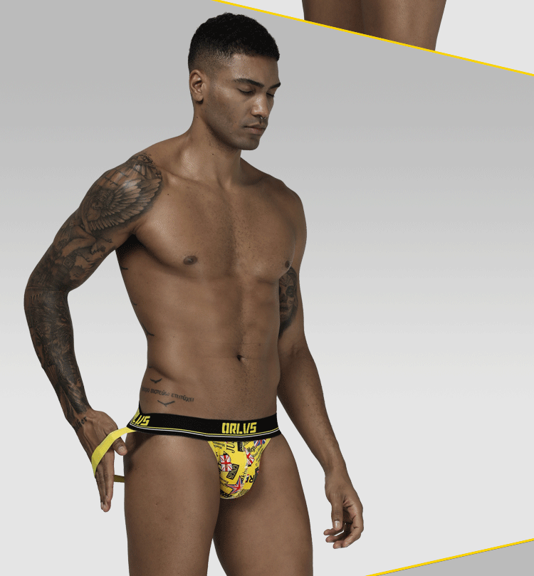 METOIN Men's Ice Silk Printed Thong - Breathable Multi-Color Low Rise (OR302)