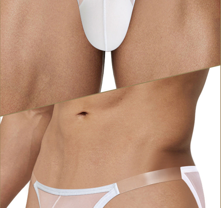 METOIN Anime Style Ultra Thin High Cut Thong Athletic Sheer Mesh Pouch Transparent (AD760)