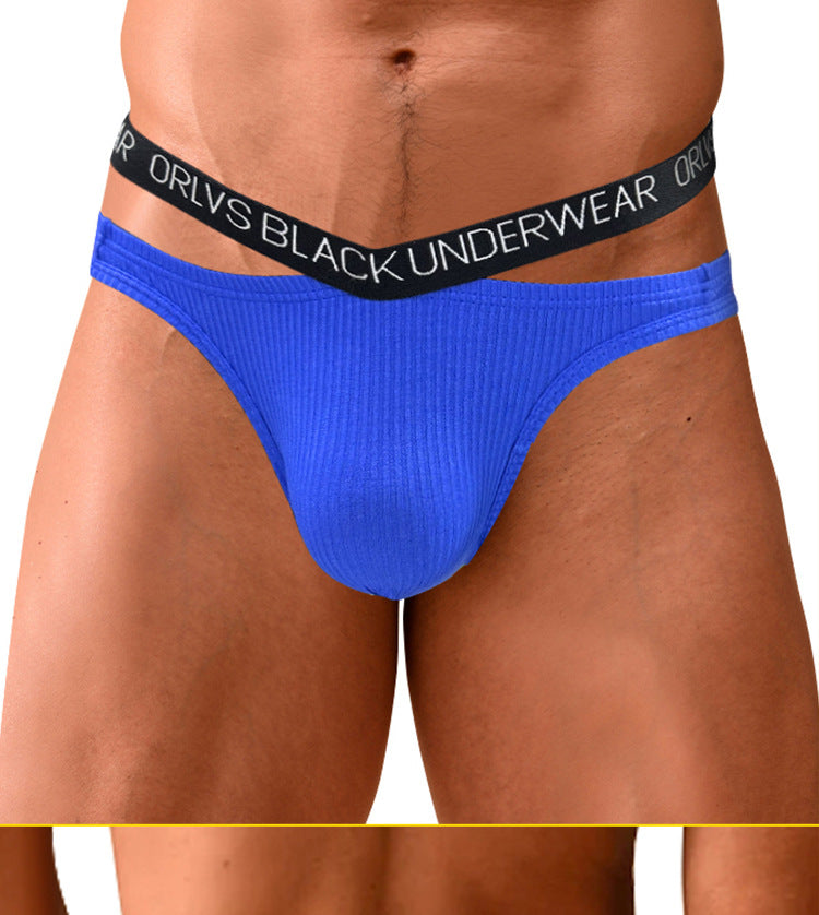 METOIN Men's Cotton Ribbed Briefs - Hollow Back Design, Breathable (OR6313A)