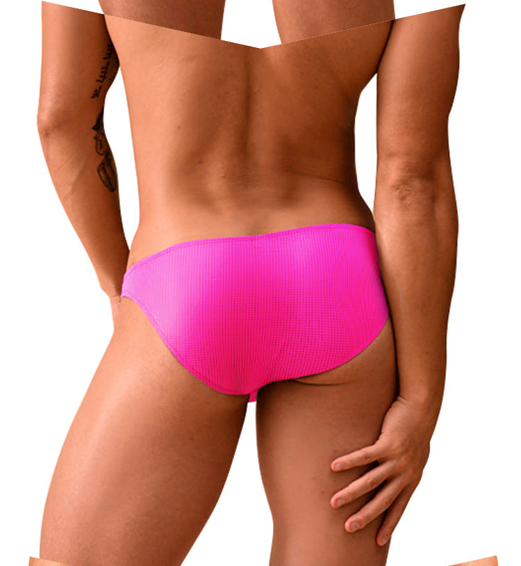 METOIN Men's Mesh High-Cut Bikini Briefs - Low Rise Solid Color (BS839)