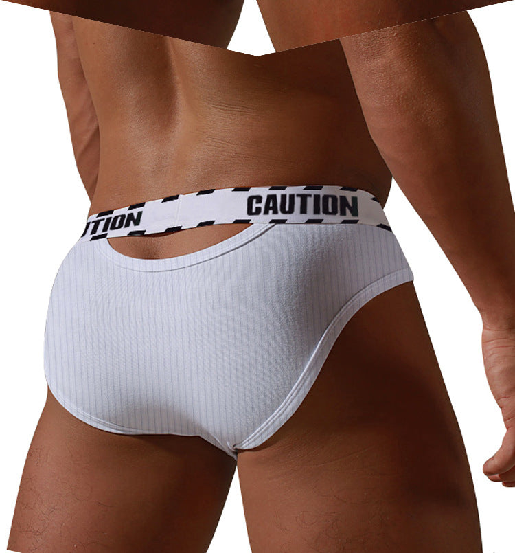 METOIN Men's Athletic Low Rise Triangle Underwear Solid Color Ripped Design Breathable Cotton Blend Comfort
