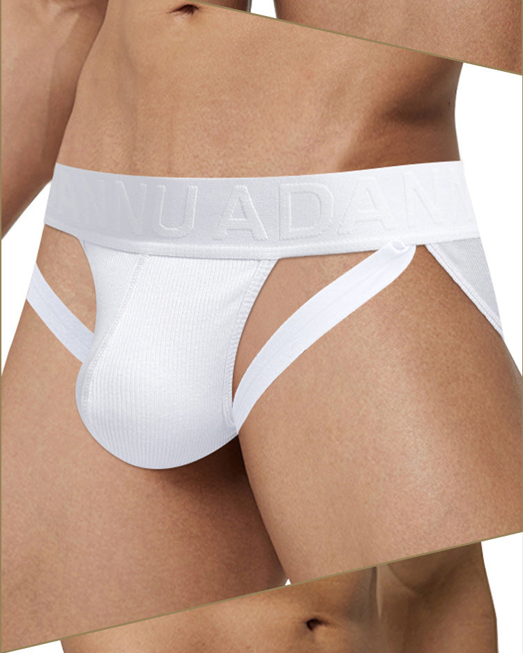 METOIN Men's Athletic Low Rise Micro Thong Underwear with Embossed Pattern High Cut Design Breathable Stretch Fabric