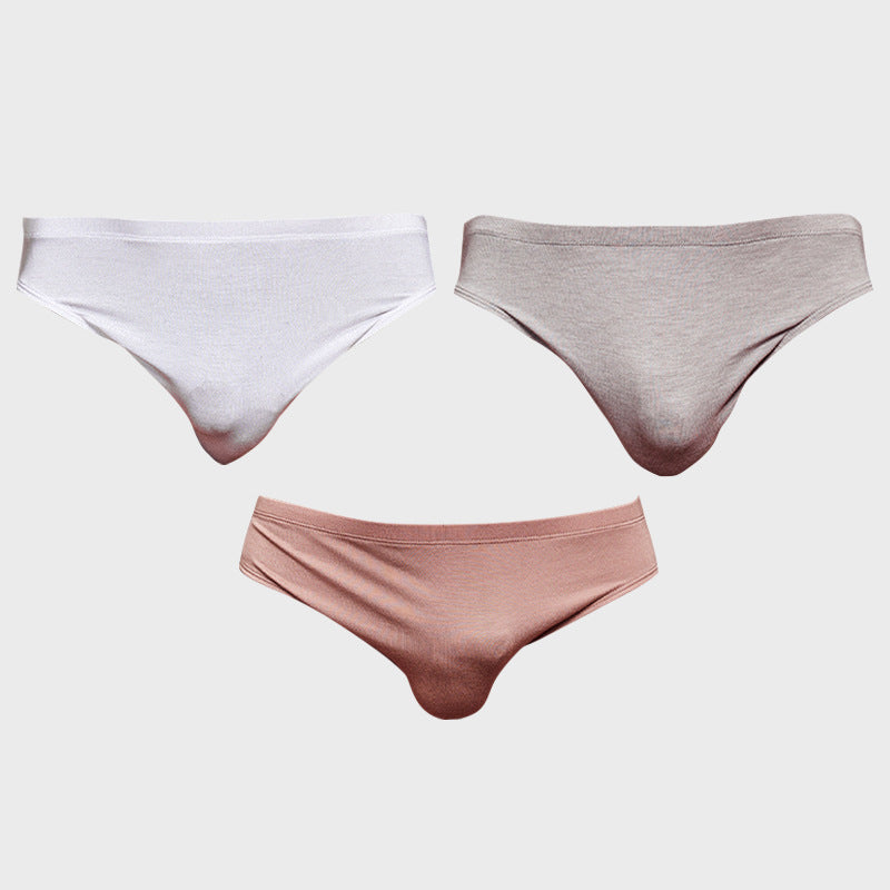 METOIN Men's Modal Triangle Briefs Pack of 3 - Low Rise Solid Color Sports Fit (AD315)