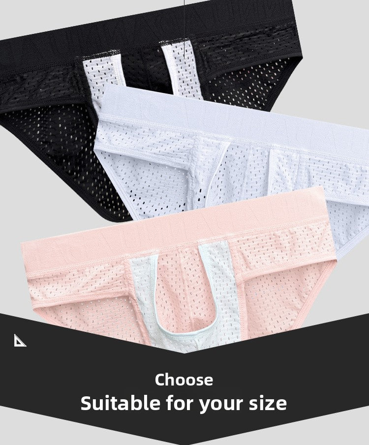METOIN Men's Low Rise Triangle Briefs Breathable Mesh Athletic Underwear Gun Shape Separated Desi... (AD309)