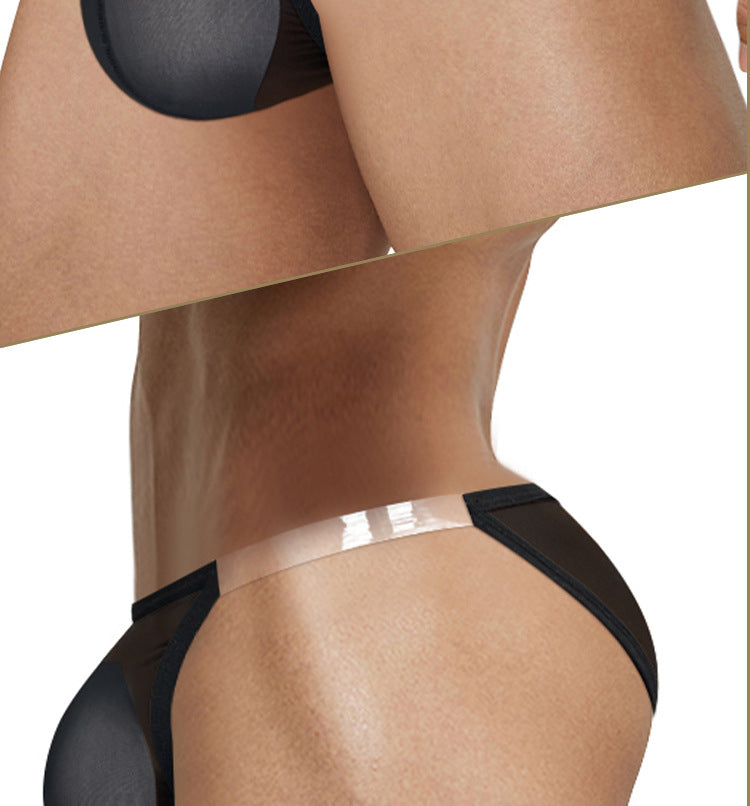 METOIN Anime Style Ultra Thin High Cut Thong Athletic Sheer Mesh Pouch Transparent (AD760)