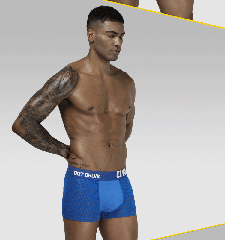 METOIN Men's Summer Breathable Cotton Boxer Briefs Style Solid Color Comfort Fit Underwear (OR207)