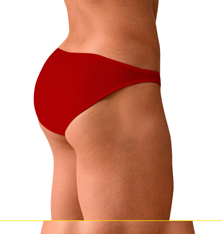 METOIN Men's Athletic Low Waist High Cut Bikini Briefs Breathable Cotton Blend Solid Color (AD7202)