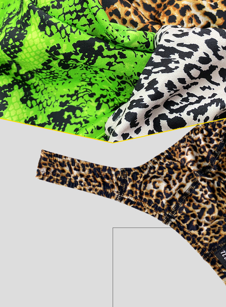 METOIN Men's Leopard Print Thong - Bold Low Rise Design (AD745)