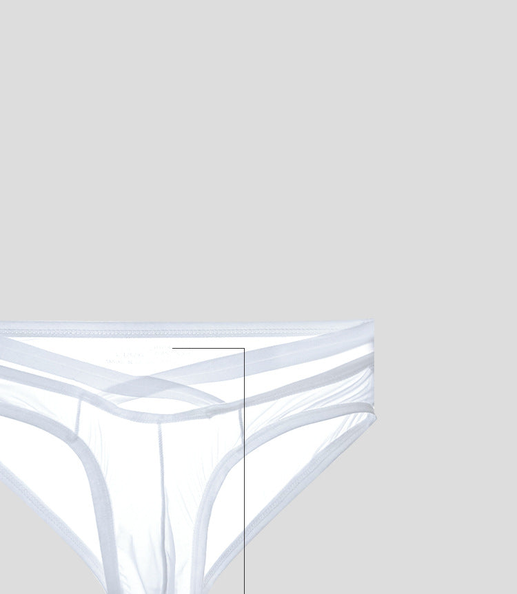 METOIN Men's Athletic Cross Back Triangle Underwear Transparent Breathable Mesh Briefs with U Pouch Support (AD322)