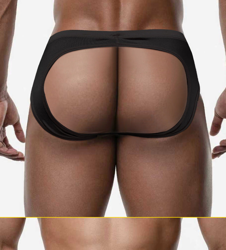 METOIN Men's Backless Athletic Thong Underwear Breathable Stretchy Sports Briefs with Hollow Out Design Comfort (DP904)
