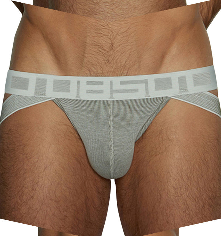 METOIN Men's T Back Thong Underwear Breathable Ribbed Fabric Low Rise Athletic Comfortable Cotton Blend Briefs (BS3127)