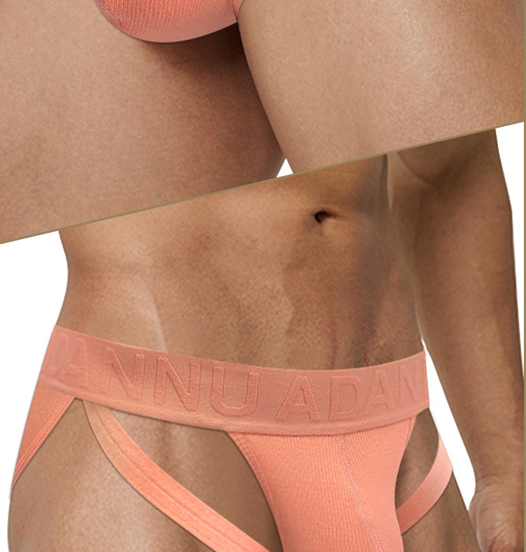 METOIN Men's Athletic Low Rise Micro Thong Underwear with Embossed Pattern High Cut Design Breathable Stretch Fabric