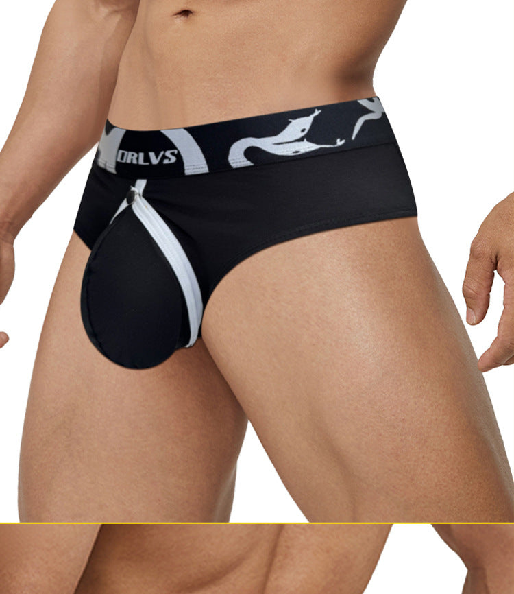 METOIN Men's Removable Pouch Underwear with Snake Print Waistband Daily Wear Breathable Comfortab... (OR6413)