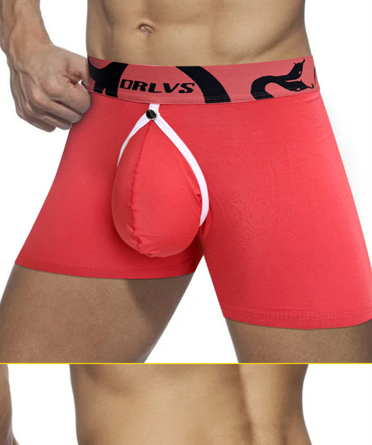 METOIN Men's Low Rise Removable Pouch Boxer Briefs Front Back Cut Out Design Breathable Stretch C... (OR6414)