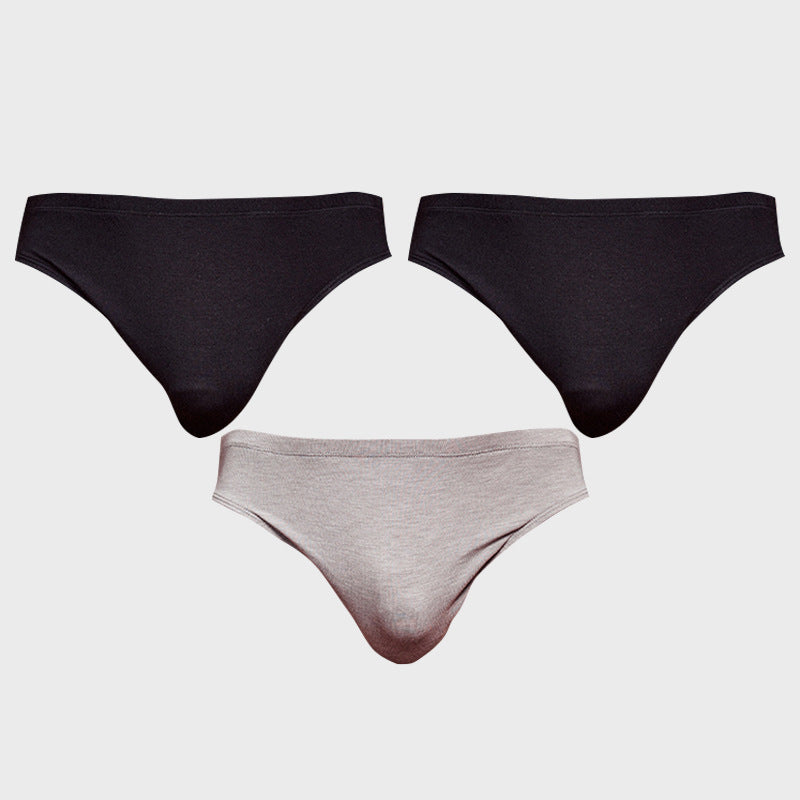 METOIN Men's Modal Triangle Briefs Pack of 3 - Low Rise Solid Color Sports Fit (AD315)