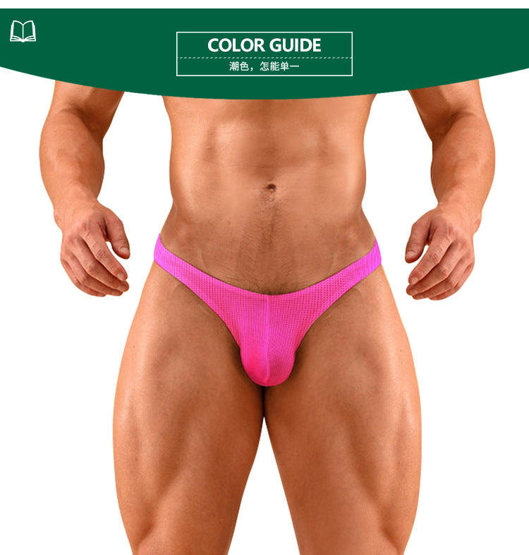 METOIN Men's Mesh High-Cut Bikini Briefs - Low Rise Solid Color (BS839)