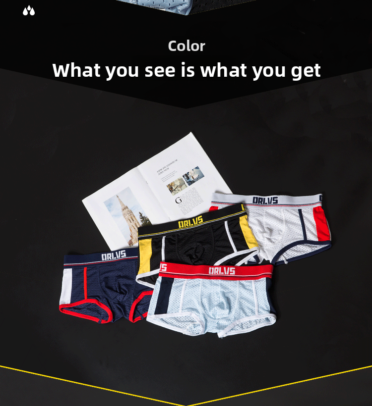 METOIN Men's Breathable Mesh Boxer Briefs with U-Shaped Pouch Support Comfort Fit Cotton Blend Underwear (OR193)