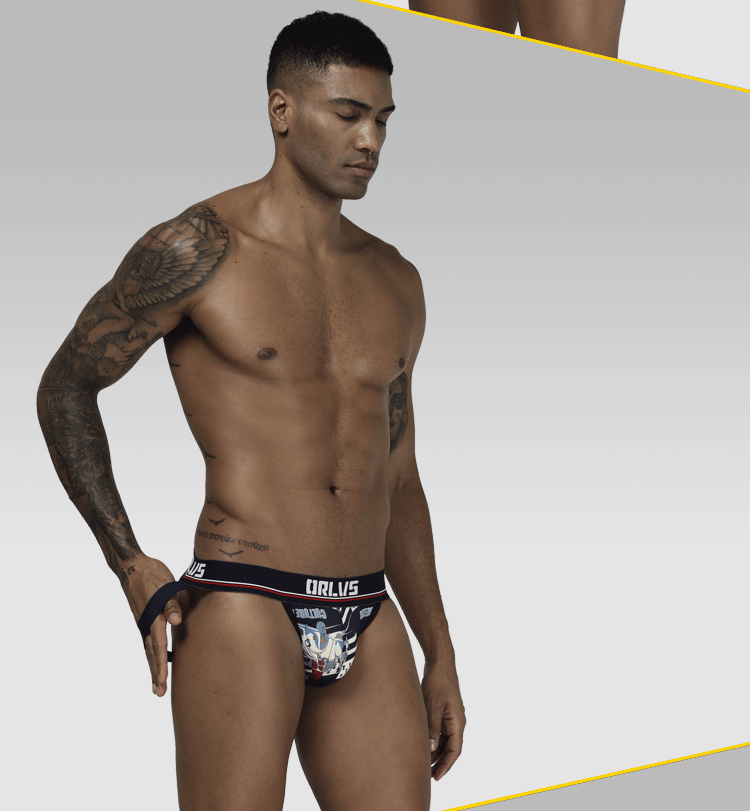 METOIN Men's Ice Silk Printed Thong - Breathable Multi-Color Low Rise (OR302)