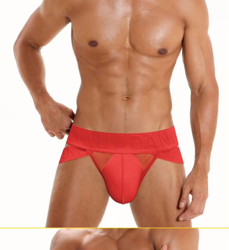 METOIN Men's Low Rise T Shape Thong Underwear Athletic Sheer Mesh Front Pouch U Fly Design (AD778)