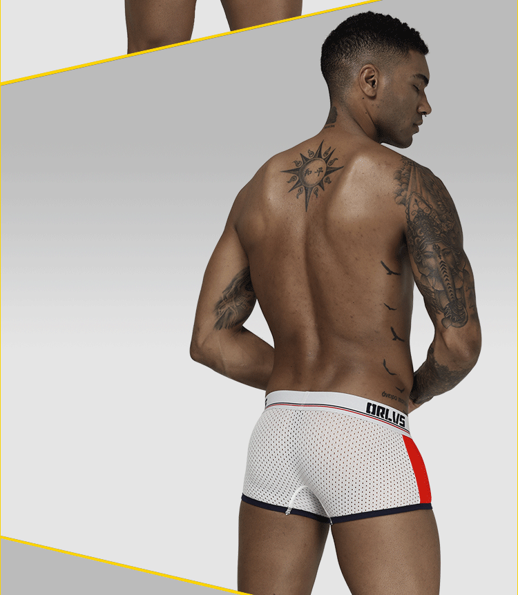 METOIN Men's Breathable Mesh Boxer Briefs with U-Shaped Pouch Support Comfort Fit Cotton Blend Underwear (OR193)