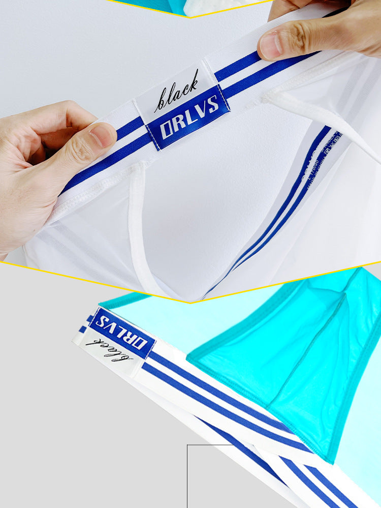 METOIN Men's High Waist Low Rise Breathable Cotton Stretch Athletic Triangle Underwear Boxer Briefs (OR6244)