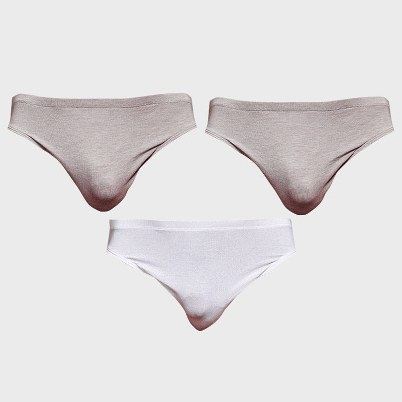 METOIN Men's Modal Triangle Briefs Pack of 3 - Low Rise Solid Color Sports Fit (AD315)