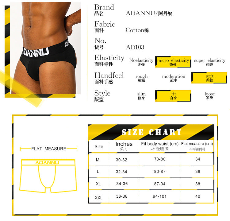 METOIN Men's Low Rise Cotton Thong - Breathable Everyday Comfort (AD103)