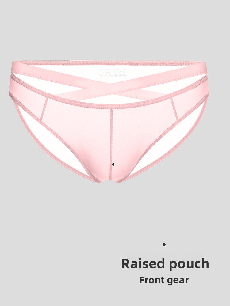 METOIN Men's Athletic Cross Back Triangle Underwear Transparent Breathable Mesh Briefs with U Pouch Support (AD322)