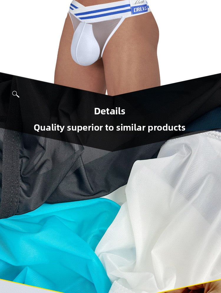 METOIN Men's High Waist Low Rise Breathable Cotton Stretch Athletic Triangle Underwear Boxer Briefs (OR6244)