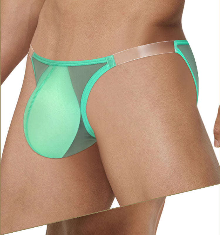 METOIN Lightweight Sheer Mesh High Cut Men's Athletic Briefs with Transparent Pouch Breathable Comfort Fit
