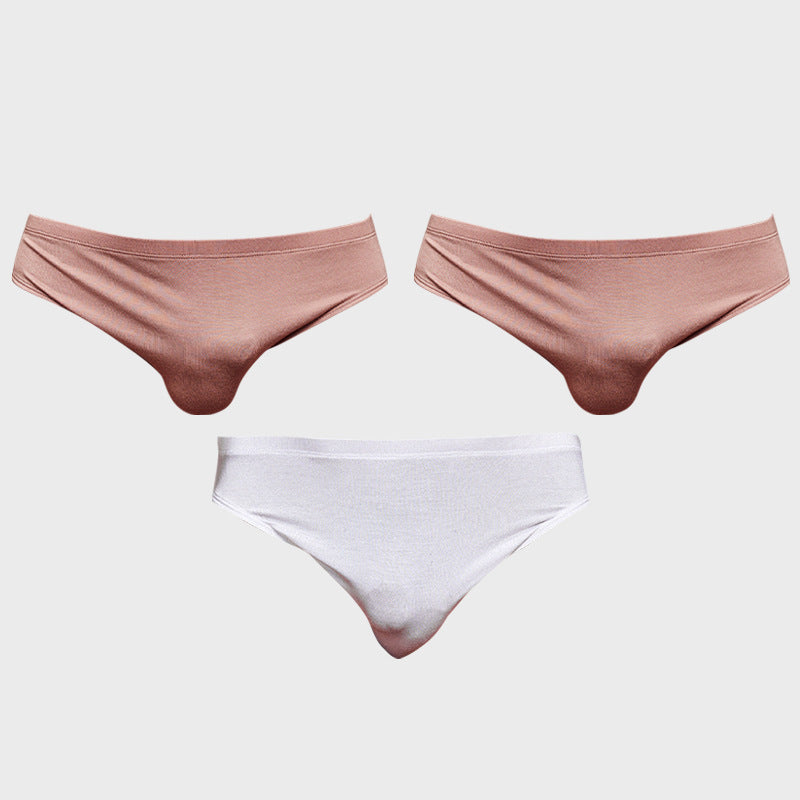 METOIN Men's Modal Triangle Briefs Pack of 3 - Low Rise Solid Color Sports Fit (AD315)