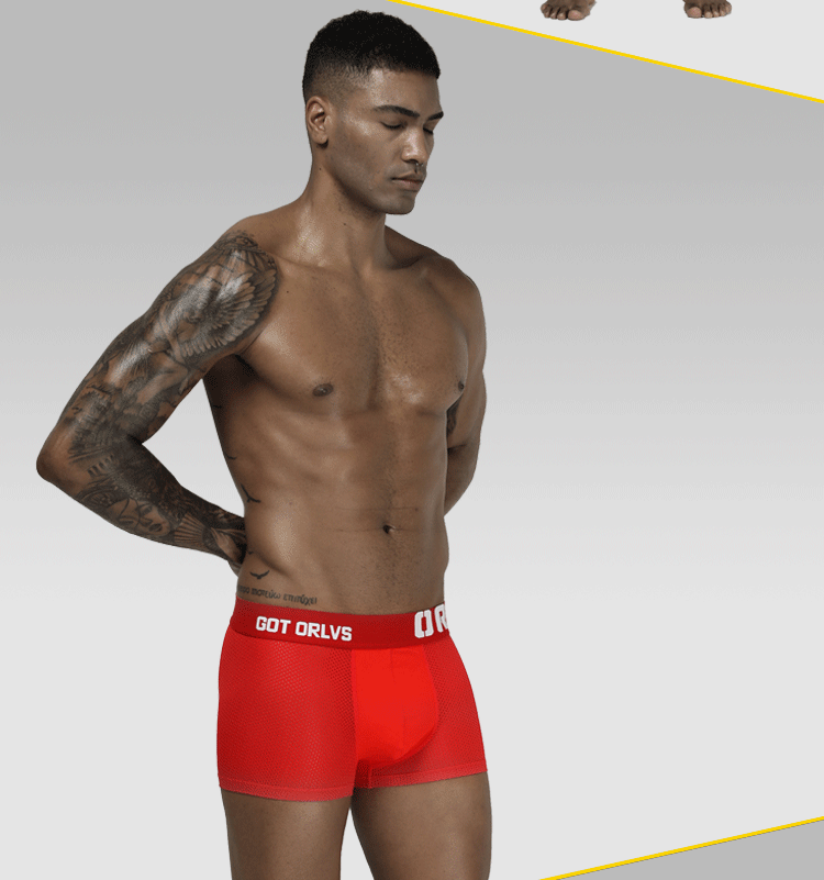 METOIN Men's Summer Breathable Cotton Boxer Briefs Style Solid Color Comfort Fit Underwear (OR207)