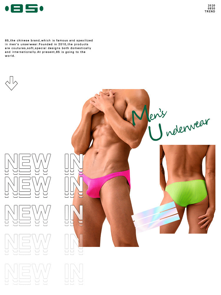 METOIN Men's Mesh High-Cut Bikini Briefs - Low Rise Solid Color (BS839)