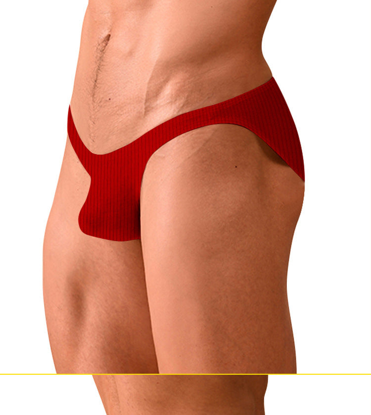 METOIN Men's Athletic Low Waist High Cut Bikini Briefs Breathable Cotton Blend Solid Color (AD7202)