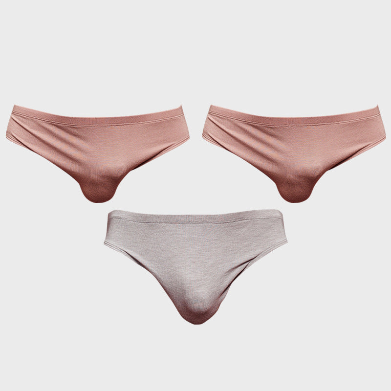 METOIN Men's Modal Triangle Briefs Pack of 3 - Low Rise Solid Color Sports Fit (AD315)