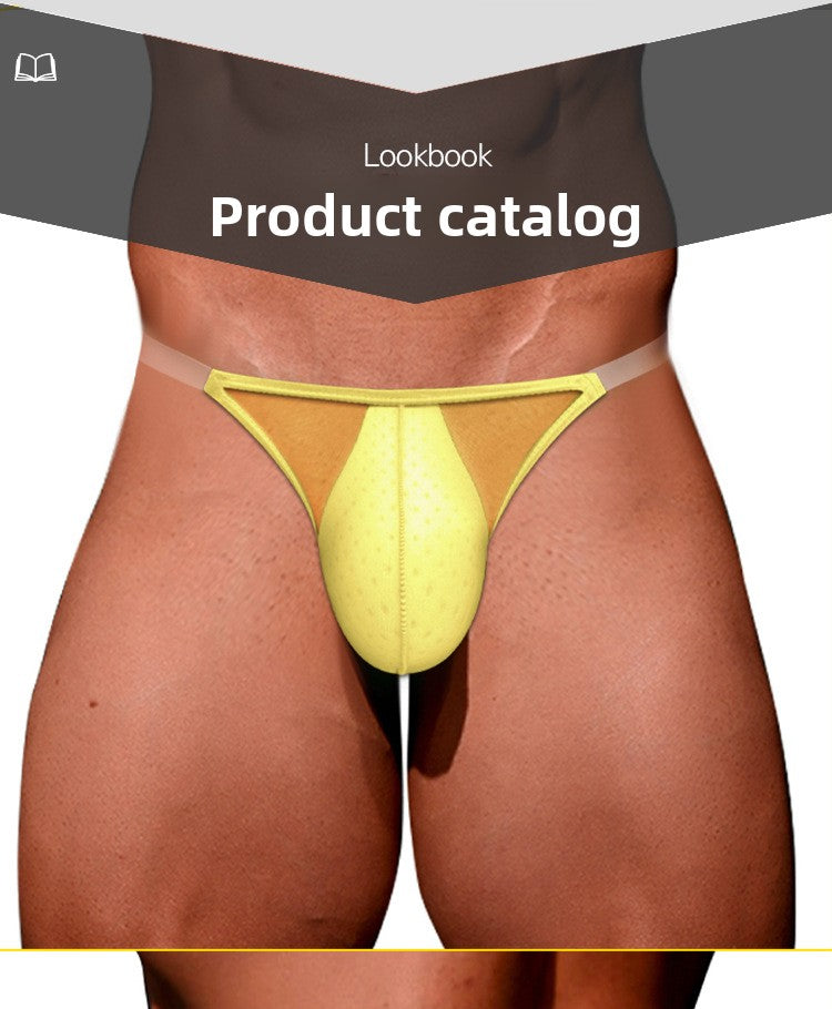 METOIN Low Waist Sheer Thong Underwear Transparent Athletic Lace Briefs with Pouch Design (AD319)