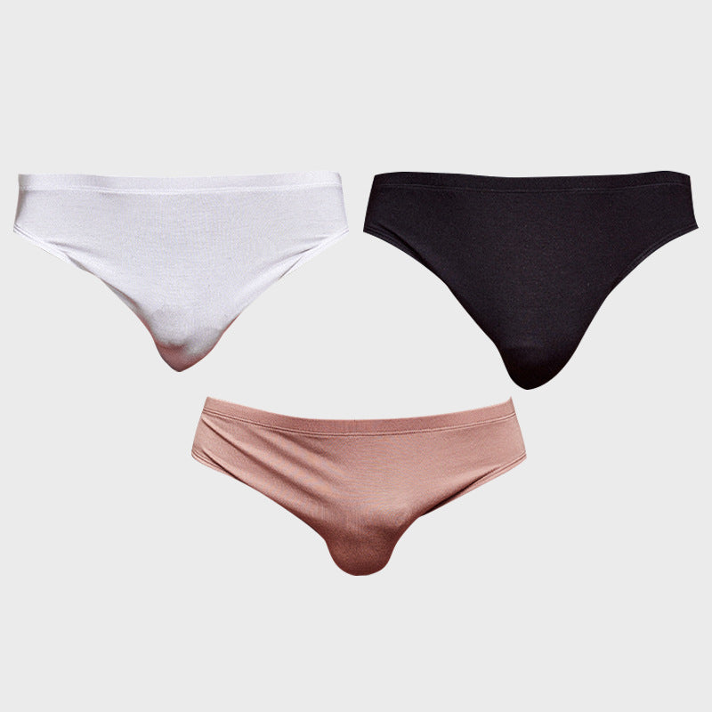 METOIN Men's Modal Triangle Briefs Pack of 3 - Low Rise Solid Color Sports Fit (AD315)