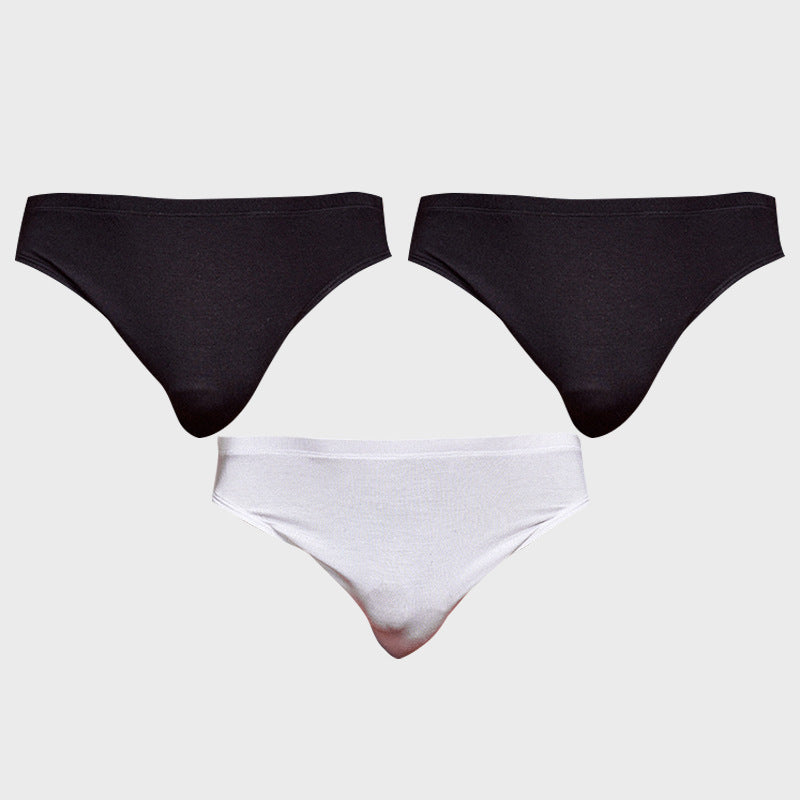 METOIN Men's Modal Triangle Briefs Pack of 3 - Low Rise Solid Color Sports Fit (AD315)