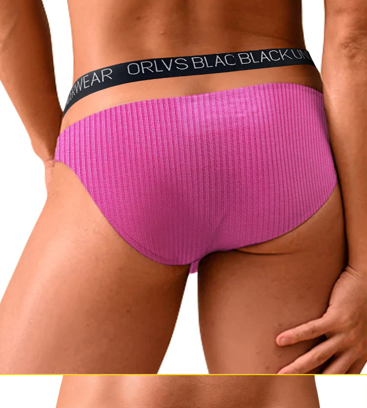 METOIN Men's Cotton Ribbed Briefs - Hollow Back Design, Breathable (OR6313A)