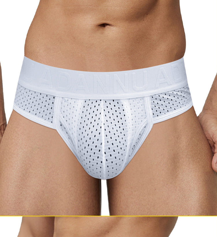 METOIN Men's Low Rise Triangle Briefs Breathable Mesh Athletic Underwear Gun Shape Separated Desi... (AD309)