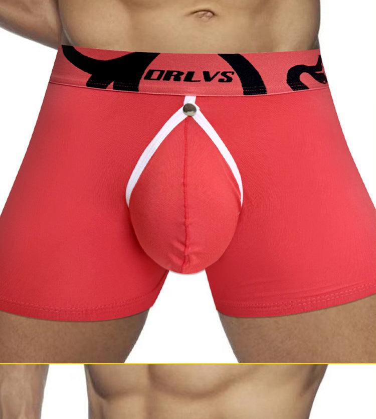 METOIN Men's Low Rise Removable Pouch Boxer Briefs Front Back Cut Out Design Breathable Stretch C... (OR6414)