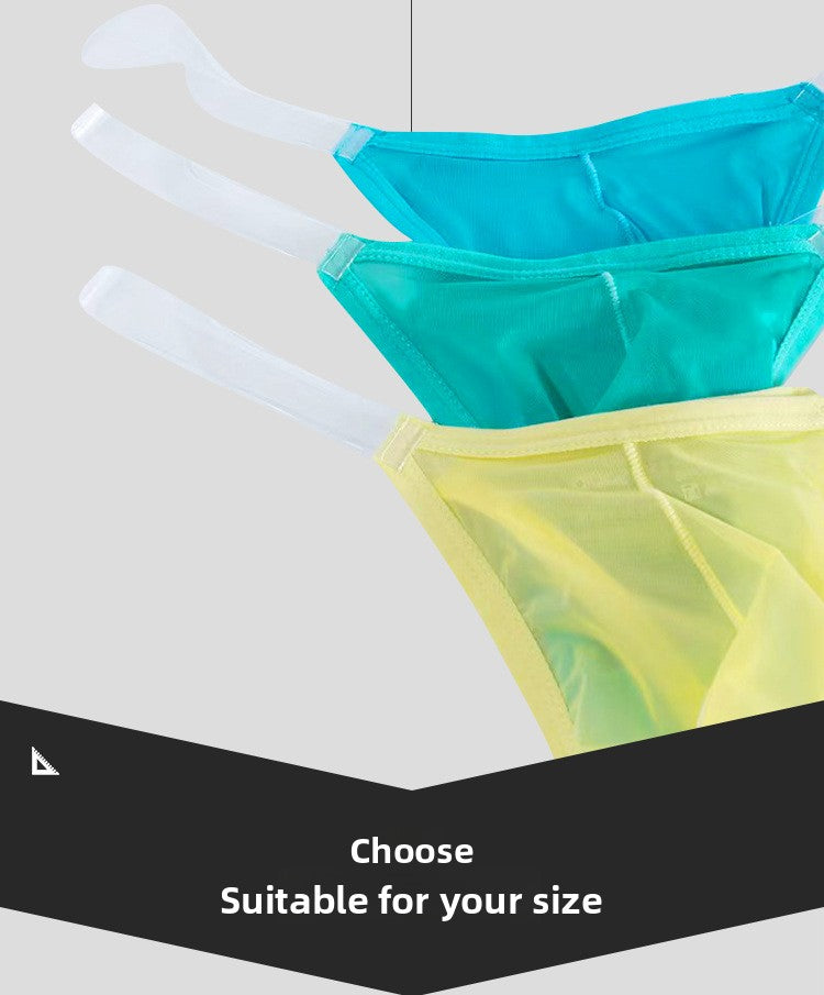 METOIN Low Waist Sheer Thong Underwear Transparent Athletic Lace Briefs with Pouch Design (AD319)