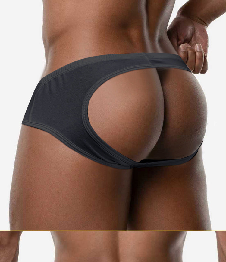 METOIN Men's Backless Athletic Thong Underwear Breathable Stretchy Sports Briefs with Hollow Out Design Comfort (DP904)
