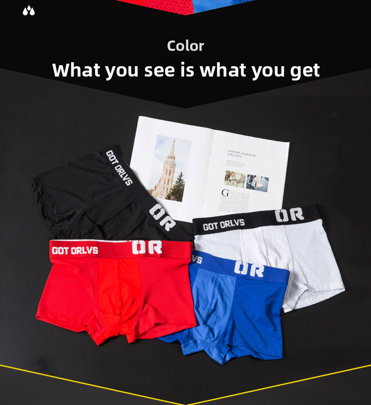 METOIN Men's Summer Breathable Cotton Boxer Briefs Style Solid Color Comfort Fit Underwear (OR207)