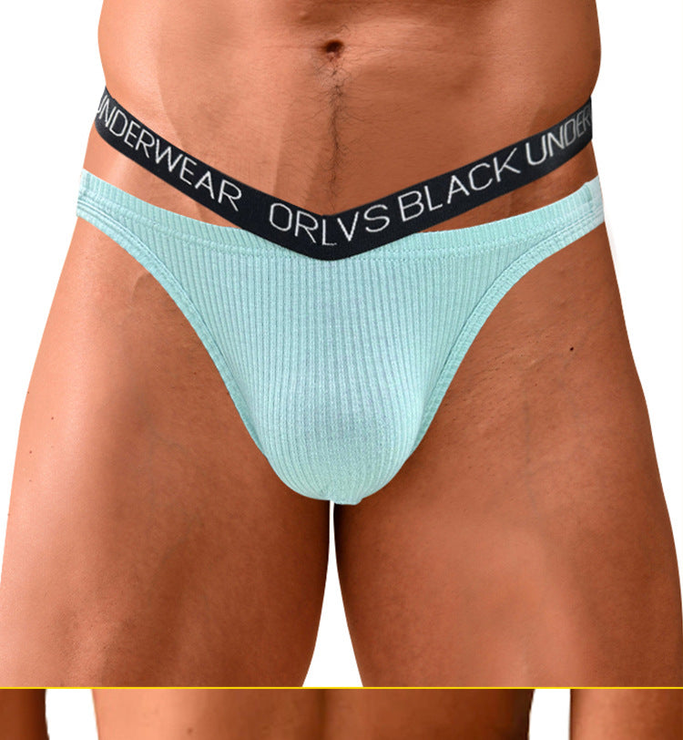 METOIN Men's Cotton Ribbed Briefs - Hollow Back Design, Breathable (OR6313A)